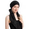 ZLYC Women's Chemo Turban Hat Headwraps Lightweight Beanie Hat, Black