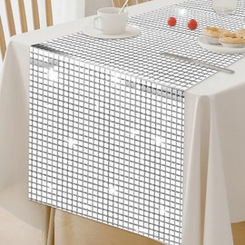 Disco Table Runner, 71 x 12 inches Silver Sequin Glitter Table Runner, Retro 70s 80s Disco Ball Party Decorations, Birthday Bachelorette Dance Party Decor Supplies