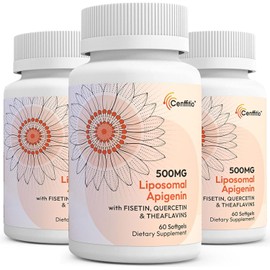 Cenffitio Liposomal apigenin 500mg Softgels - Optimal Apigenin Supplement with Fisetin, Quercetin and Theaflavins - 6 Month Supply