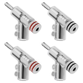 The Lord of the Tools 4PCS Angled Banana Plugs Audio Speaker Connectors Jack Rhodium Plated 4mm Screw Locking Welding-Free for Speaker Cable Sound Amplifier Horn Interface