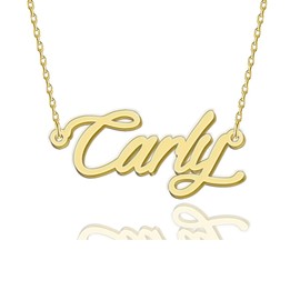 HUAN XUN Carly Necklaces Gold Name Necklace for Women Charm Initial Jewelry for Mom Mama Birthday Anniversary
