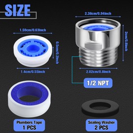 LEONTOOL 7 Shower Flow Reducer Limiter Set, Water Saver Adapter Set 1/2 Inch Shower Head Flow Restrictor Pressure Reducer for Fixed and Handheld Showers Heads, 1.2/1.5/1.8/2.0/2.2/2.5 GPM