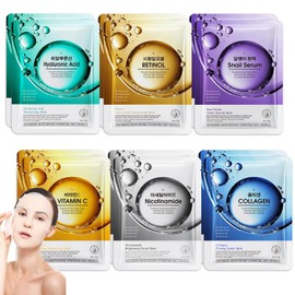 Face Mask Set-12Pack Hydrating Facial Sheet Mask, Hyaluronic Acid Niacinamide Vitamin C Collagen Moisturizing Glowing Skin Facial Mask, Valentine's Day Skin Care Product Gift Kit for Women Men-Set C