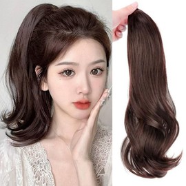 HAIRCUBE Ponytail Wig, Point Wig, Curly 15.7 inches (40 cm), Easy Clip On, Extension Wig, Ponytail Natural (Brown and Black)