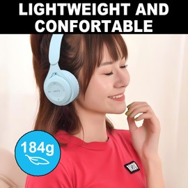 Upgraded Hybrid Noise Cancelling Headphones with Transparent Modes Wireless Bluetooth with Mic Deep Bass Soft-Earpads Hi-Fi Audio Comfortable Fit Long Playtime for Home Office Travel Over Ear Blue