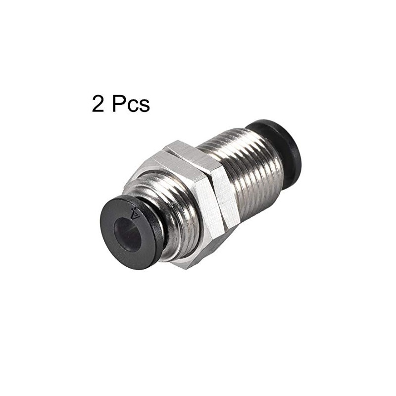 sourcing map Straight Pneumatic Push to Quick Connect Fittings Bulkhead