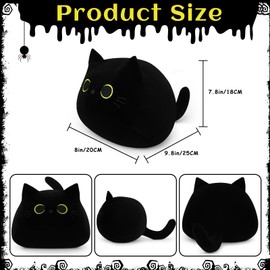Black Cat Plush Toy-10'' Black Cat Stuffed Animal, Black Cat Anime Plush Cute Soft Plush Cat Plushie Stuffed Cat Toys, Cat Plush Pillows Toy Doll Decoration Doll Gift for Kids Girls Boys