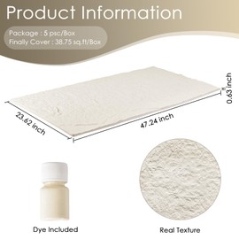 Artbrix 5-Pack 3D Faux Stone Wall Panels, PU Cement-Texture Wainscoting Panels for Interior Walls – Waterproof & Lightweight, Covers 38.7 Sq.Ft, 47.2" x 23.6", for TV Wall, Office, Living Room,White