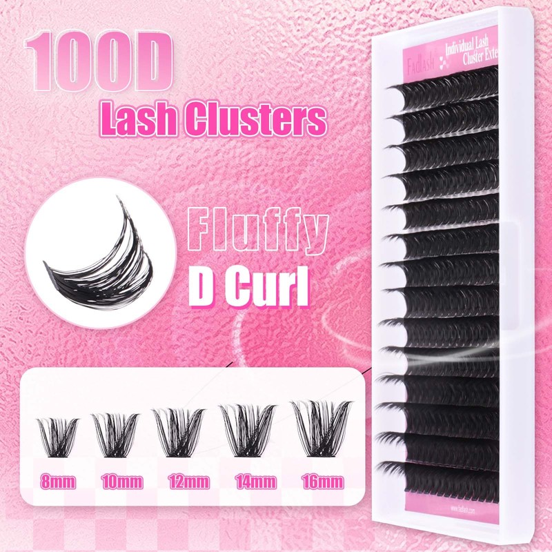 Fadlash DIY Eyelash Extensions 0.07 D-8-16 mm 100D Individual Eyelash