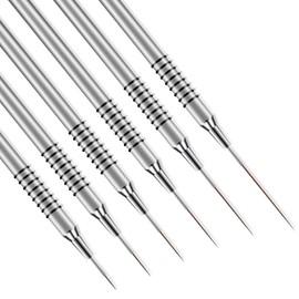 Qianyu Metallic Nail Art Brushes 6 Pcs Non Slip Liner Brushes Set UV Gel Polish Painting Art Design Pen Silver Color Nail Tools for Long Lines Thin Details Fine Drawing Sizes 5/7/9/11/20/25mm (Silver)