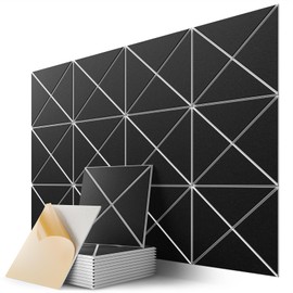 12 Pack Self-Adhesive Acoustic Panels, 12" X 12" X 0.4" X-Line Sound Proof Foam Panels for Walls, Soundproof Wall Panels for Home & Office (Black on White)