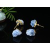 AMOYSTONE Blue Crystal Stone Knobs for Cabinets, Natural Stone Drawer