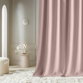 ROOM99 Aura Curtain with Ruffle Tape, 140 x 280 cm (W x H), Sliding Curtains, Decorative Modern Curtain for Living Room, Bedroom, Powder Pink, 1 Piece