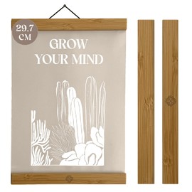 LEBENSKOMPASS® Magnetic Poster Rail, A3, Poster Strip, Picture Frame, Made of Bamboo, 30 cm, for Wall Pictures, Photos, Wooden Frame, Picture Strip, Clamp Strip