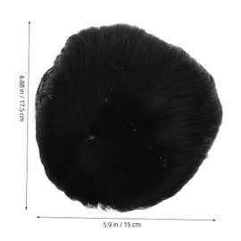 Mikinona Men's Short Black Hairpiece Lightweight Synthetic Wig for Men Natural Color Hair Replacement System Easy Wear Daily Use Fluffy Straight Hair