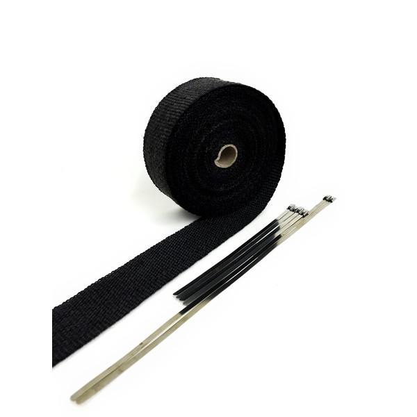 BLACK High Temperature Header Exhaust Pipe Insulation Wrap Kit: 1