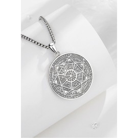 EUDORA Harmony Ball Sterling Silver 925 Cross Chain Saint Christopher Benedict Mary Miraculous Medal Archangel Medal Gabriel Metatron Seal of the 7 Archangels for Men Women, Sterling Silver, No
