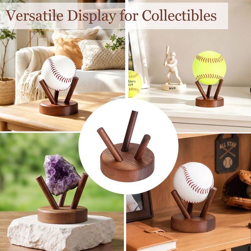 Softball Holder Wooden Baseball Stands for Display,3.2"x3.2"x 2.8"