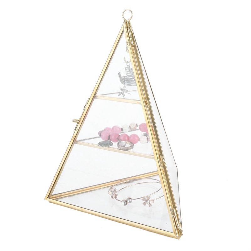 Jewelry Storage Rack Pyramid Shape 3 Layers Decorative Display Stand