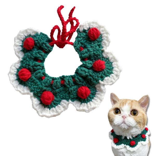 Linassry Knitted Cat Collar Handmade Cute Breakaway Cat Collars -