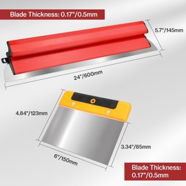 Drywall Skimming Blade 24” + 6” Scraper Tool Set - Stainless Blade, Ergonomic Z Handle, Multi-Use Trowel Set - Ideal for Skim Coating, Tiling, Cement, Spackling, DIY Drywall Repair