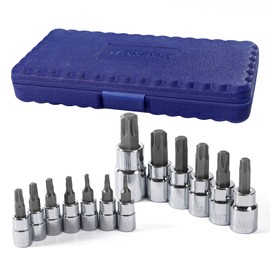 WORKPRO Torx Bit Socket Set, Torx Wrench, Insertion Angle, 0.35, 0.37, 0.5 inches (6.35 mm), 0.5 inches (12.7 mm), 13 Pieces 1 Set