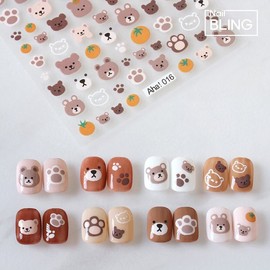 Round Bear Nail Deco Stickers (2 Types) / 동글 베어 네일 데코스티커 2종