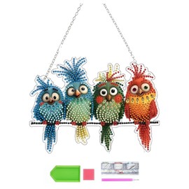 Diamond Painting Window Pictures, Diamond Painting Animals Hanging Bird, Diamond Painting Pendant with Chain, DIY 5D Diamond Painting Pictures Children for Window, Wall and Entrance Decor