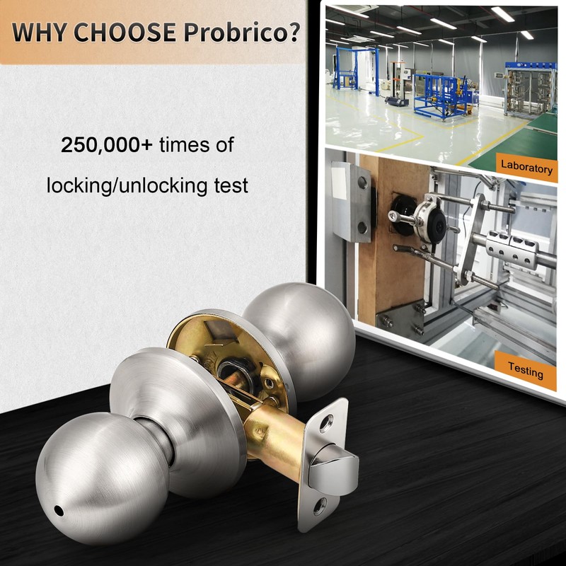 Probrico Brushed Nickel Door Knob Without Key Privacy Door Knob