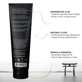 Blackwood For Men Cooling Clay Face Wash - Activated Charcoal, Menthol, & Tanakura Clay Cleanser & Mask for Deep Cleansing & Acne Treatment - Sulfate Free, Paraben Free, & Cruelty Free (4.23 oz)
