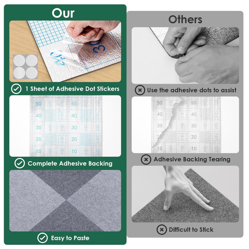 VallisCo Carpet Tile 20 Pack 24” X 24” Self Adhesive