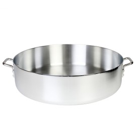 Thunder Group 35 Quart Aluminum Braiser with Lid, Silver