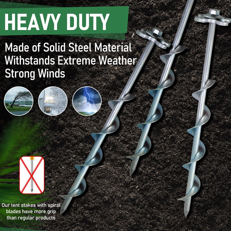 Ciyivak Ground Anchors Screw in – 4 Pack Spiral Tent