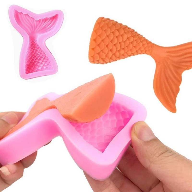 Marine Theme Fondant Silicone Mold Seashell Conch Mermaid Tail DIY