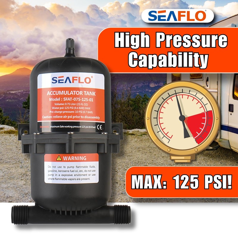 SEAFLO Accumulator Tank Water Pump Flow Control with Internal Bladder