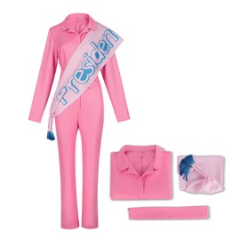 LG LOUIS GARDEN Pink Jumpsuits For Girls Margot Robbie Movie 2023 Cosplay Costume Uniform Outfits Christmas Party Masquerade Cosplay Colthing Gifts