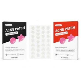 Acne Patch Parches para Acné Hidrocoloides 40 Piezas – Parches Invisibles en Forma de Corazones y Estrellas para Granos y Espinillas, Tratamiento Faci