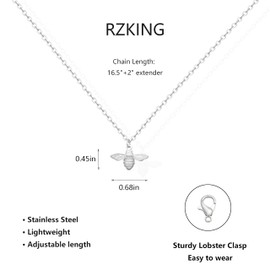 RZKING Silver Necklace for Women, Dainty Cat Candy Bow Moonstone Necklace, Gifts for Best Friend Sister Mom Daughter Teacher, Mothers Day Birthday Christmas Thank You Gifts, One Size, Stainless Steel,