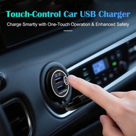 LENKRAD 2Pcs 12v/24v USB Outlet Quick Charge 3.0 Dual Port Car Charger Socket with Touch Switch, 18W Fast Charge Socket with Blue LED,Waterproof Marine USB Outlet DIY Kit for Motorcycle RV