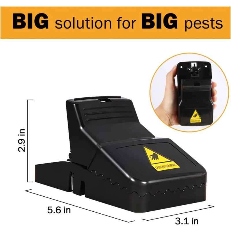 Black Instant Kill Rat Traps - 6 Pack, Quick Setup,