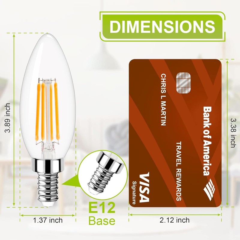 GOLSPARK E12 LED Bulb Dimmable, Candelabra LED Bulb 40W Equivalent,