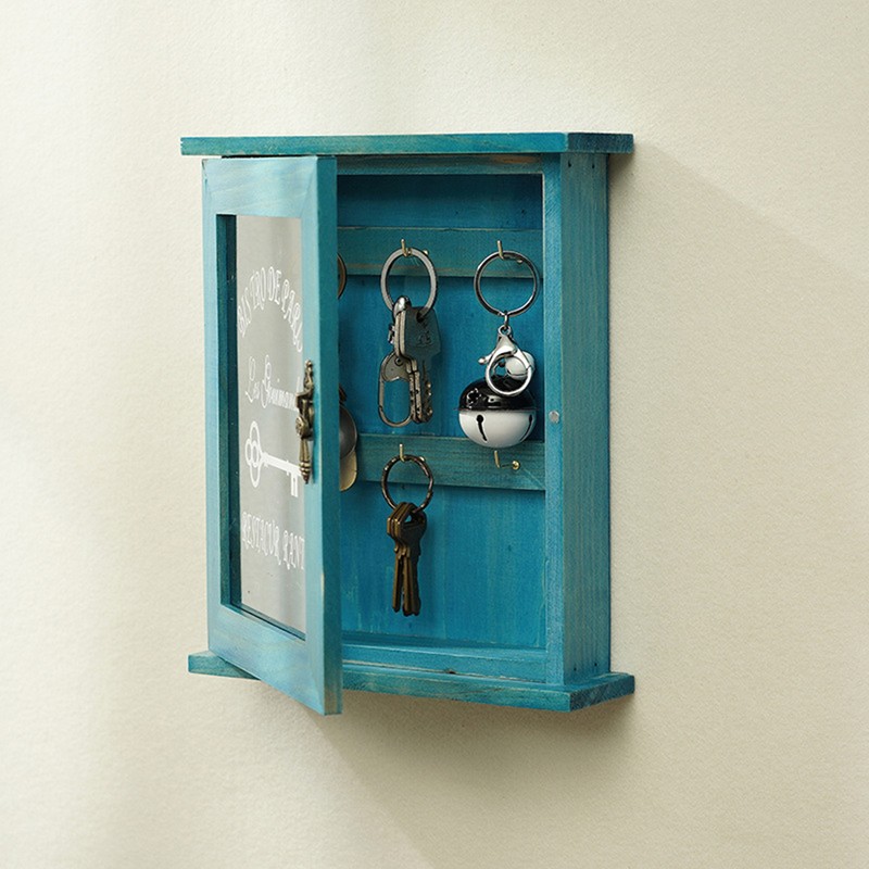 Key Organizer Wooden Key Cabinet Wall Box Beautiful Durable Retro