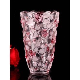 Glass Flowers Vase 9.3 inch Tall, Unique Crystal Vases for Tables Centerpieces, Vintage Rose Large Vases Christmas Thanksgiving Gifts