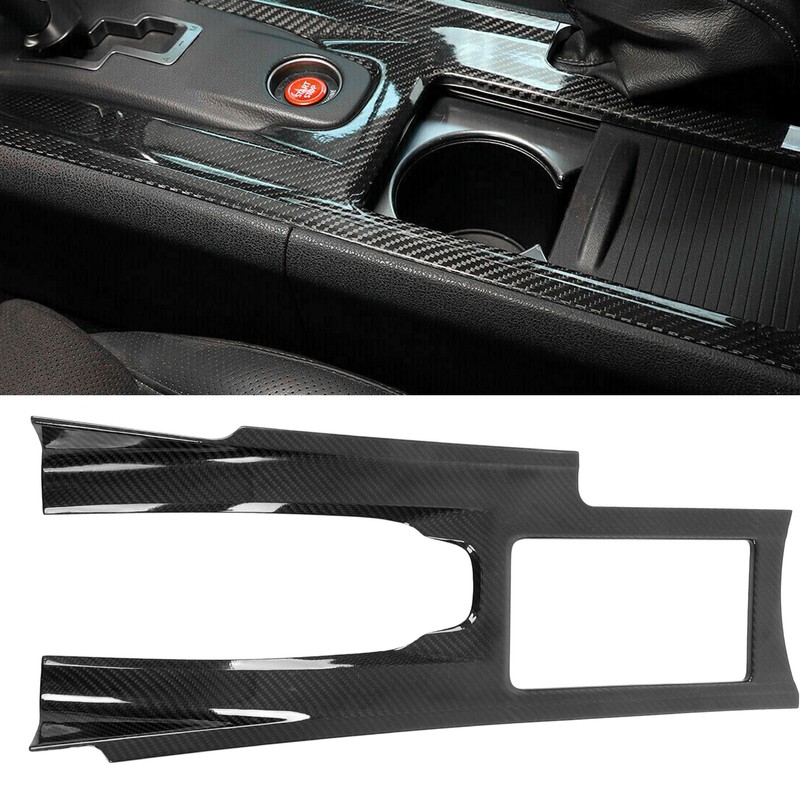 Carbon Fiber Center Console Gear Shift Cup Holder Panel Cover