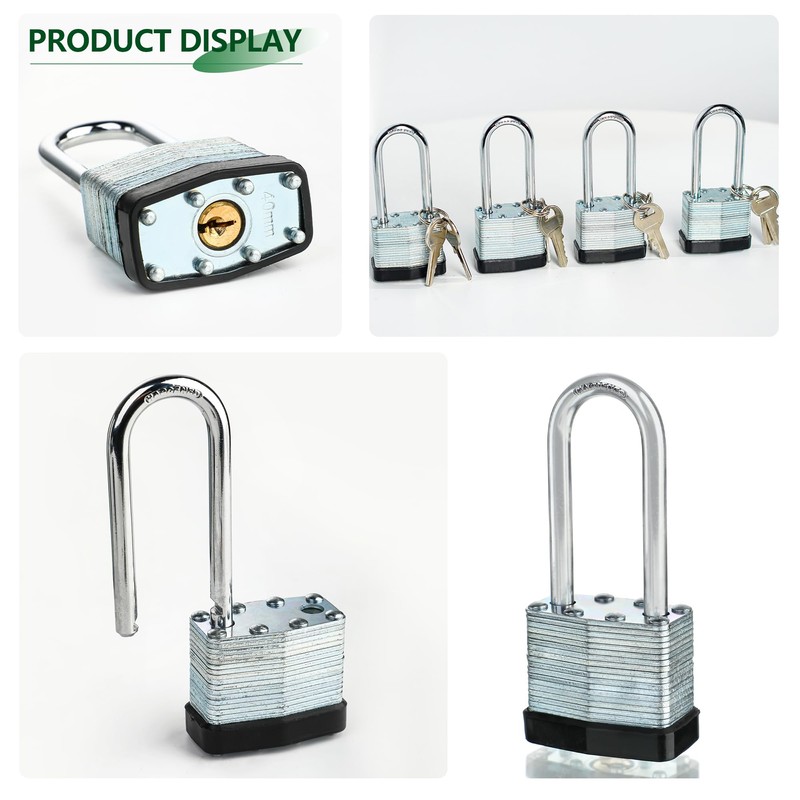 6 Keyed Alike Padlocks with 12 Keys, 40mm Heavy-Duty Padlocks