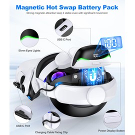 Battery Head Strap for Quest 3S/Quest 3/Quest 2-6700mAh Battery Oculus Head Strap for Extend Playtime 2-3 Hours, Comfortable VR Head Strap with Enhanced Support to Reduce Pressure