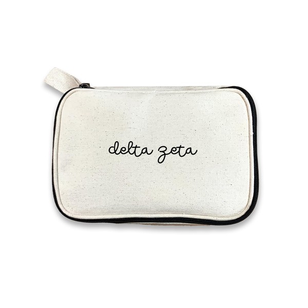 sockprints Delta Zeta Sorority Makeup Bag – Script Font Cosmetic