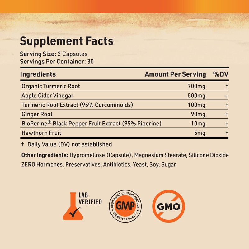 Nature's Base Turmeric and Ginger Supplement - with Curcumin, Apple