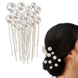 Wedding Hair Pearls Pins for Women Girls Bridal Hair Pin Clip U Shape Barrettes Pins Set Pearl Hair Accessories Decoratioan for Bride Bridesmaid Wedding Pearl Hair Pin 18Pcs Silver Headpiece Hairpin