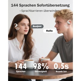 Ai Headphones Translator, Translator Headphones without Internet, 144 Languages Headphones Translator Real Time with App, 3-in-1 OWS Translator Earphones for Travel, Business and Learning (Online
